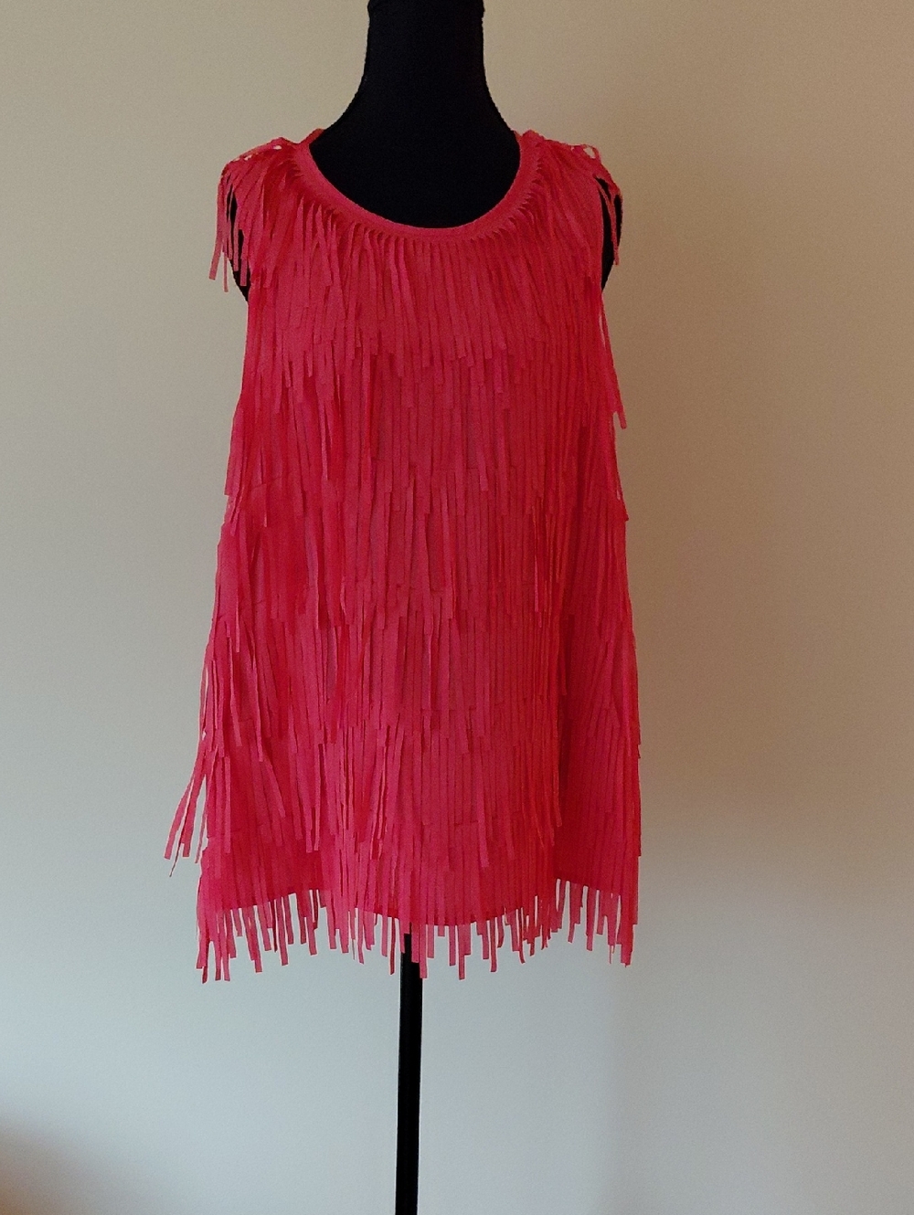 bobeau Hot Pink Fringe Sleeveless Top